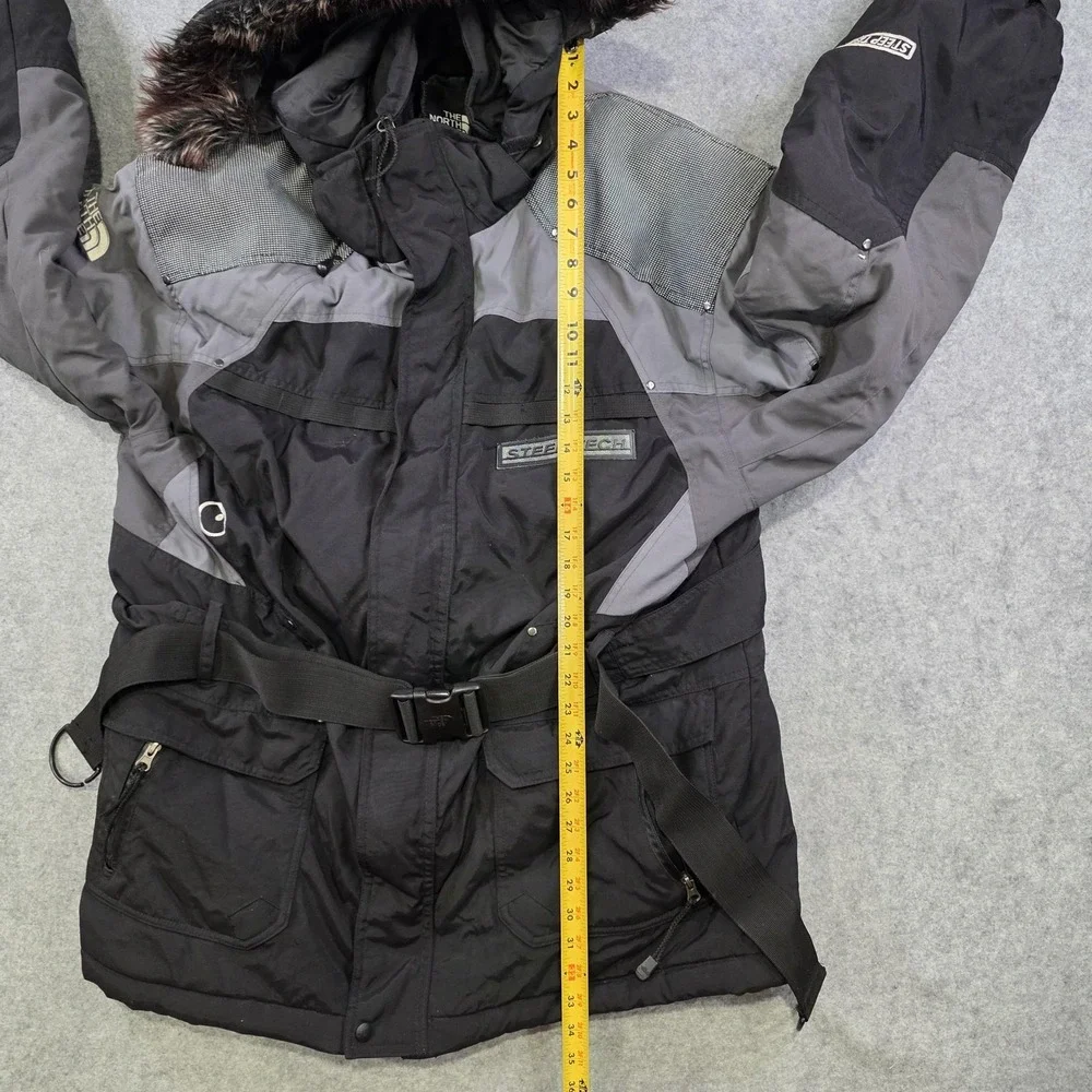 The North Face Steep Tech 600 LTD Jacket Mens XL Black Hooded Belted Ski Parka